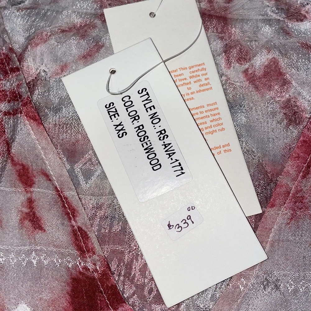 Rococo Sand Ava Tie Dye Lace Detail Caftan in Rosewood SZ XXS NWT - Picture 4 of 6